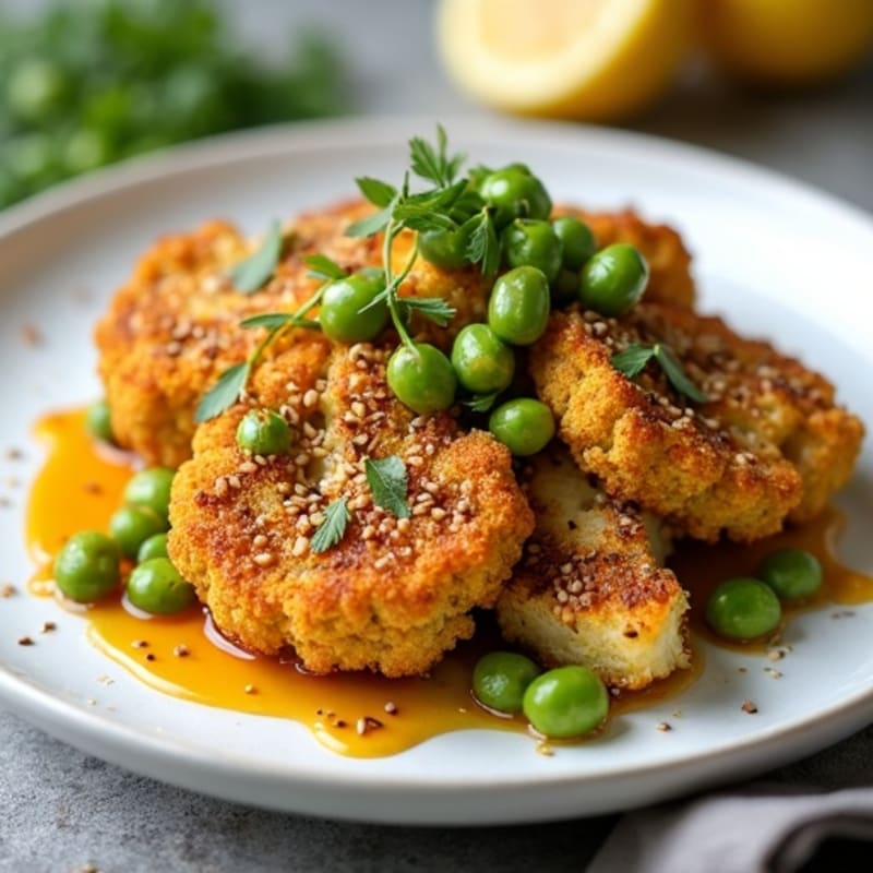 Crispy Sesame-Crusted Cauliflower Steaks with Ginger-Miso Sauce