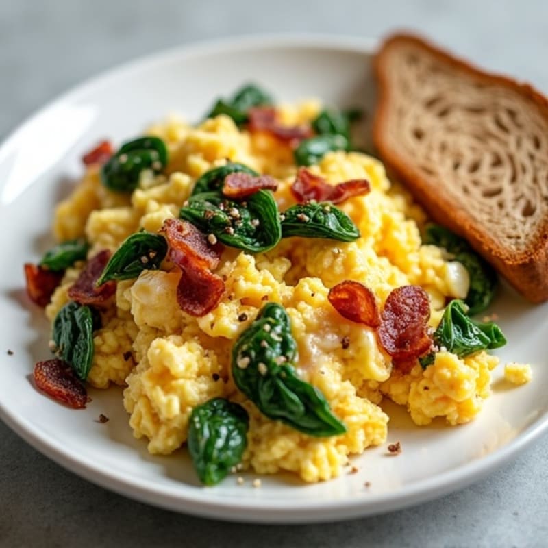 Egg White Spinach Scramble with Turkey Bacon