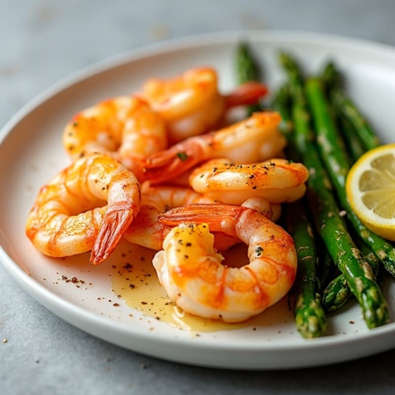 Pan-Seared Garlic Butter Shrimp with Roasted Asparagus