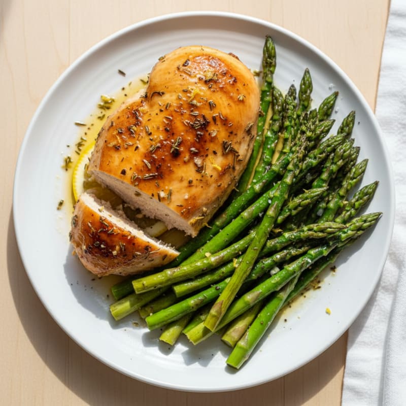 Lemon Herb Roasted Chicken with Asparagus