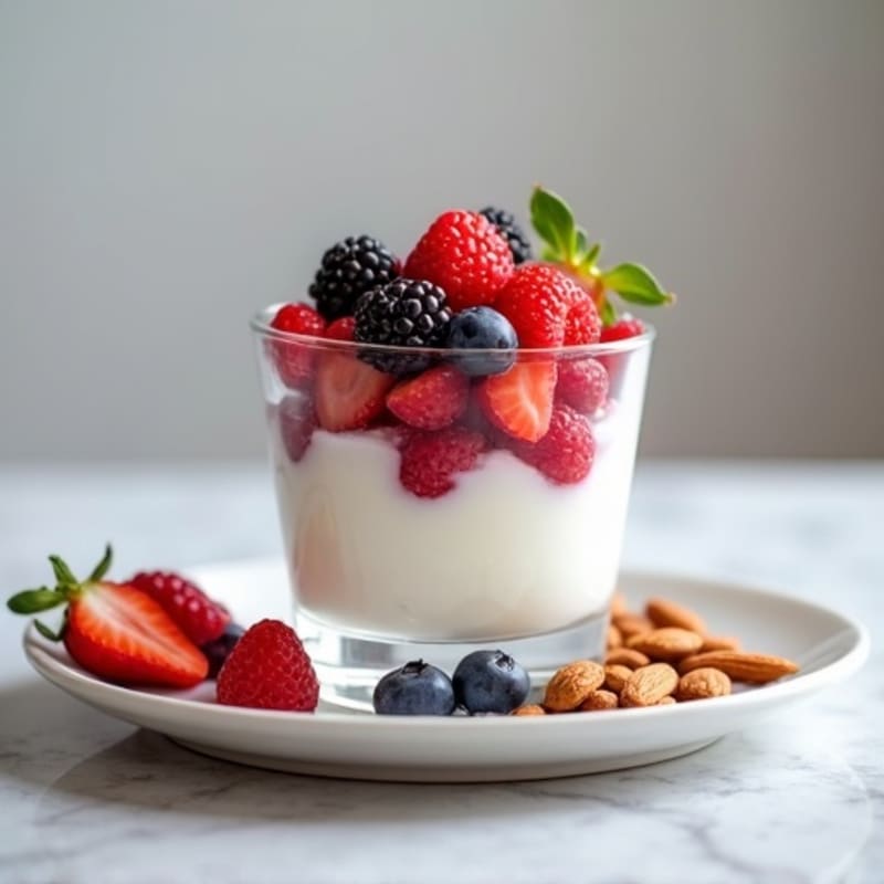 Greek Yogurt Protein Parfait with Mixed Berries and Almonds