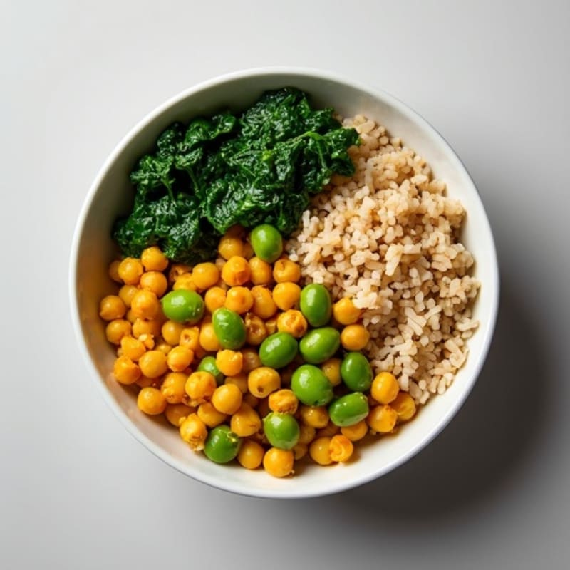 Hearty Coconut Curry Lentils with Fresh Spinach and Brown Rice