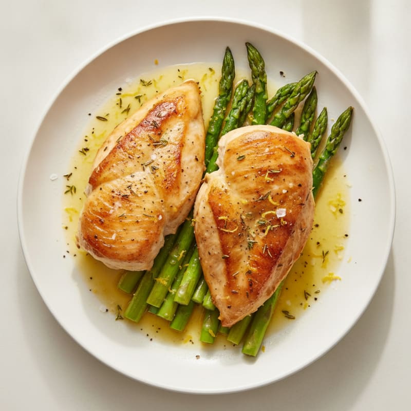 Lemon Herb Roasted Chicken with Asparagus