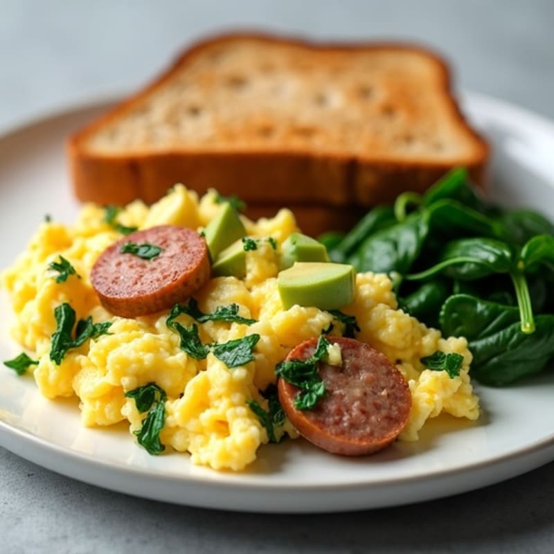 Egg White and Turkey Sausage Scramble with Spinach