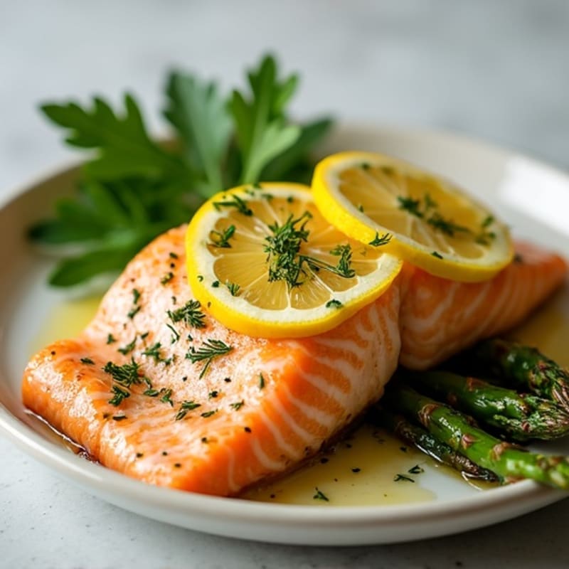 Lemon Herb Baked Salmon with Roasted Asparagus