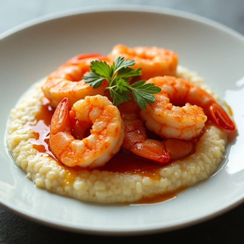 Pan-Seared Spicy Shrimp with Creamy Grits