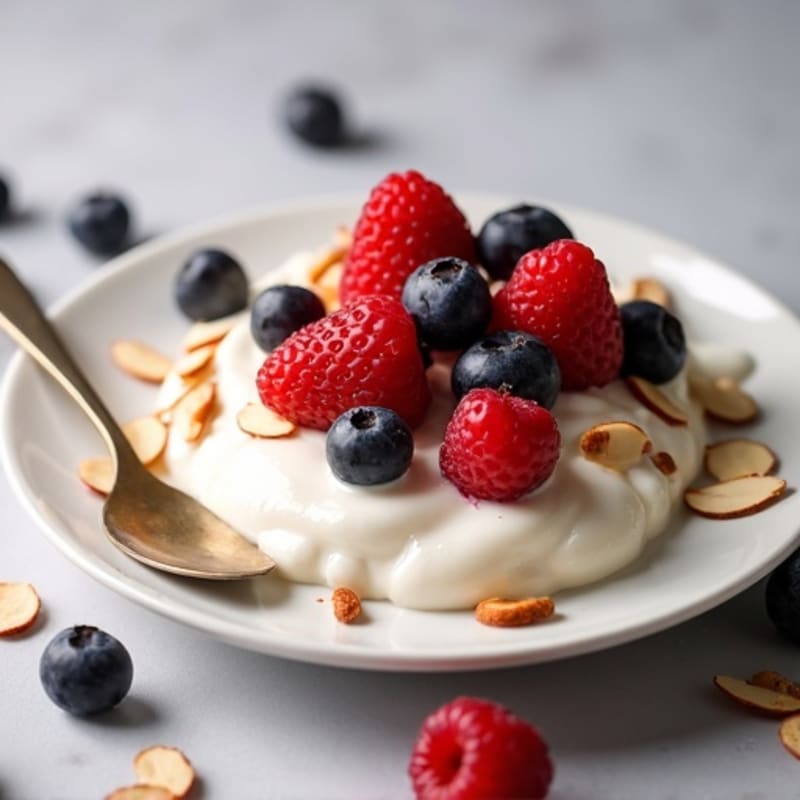Silky Greek Yogurt with Mixed Berries and Almonds
