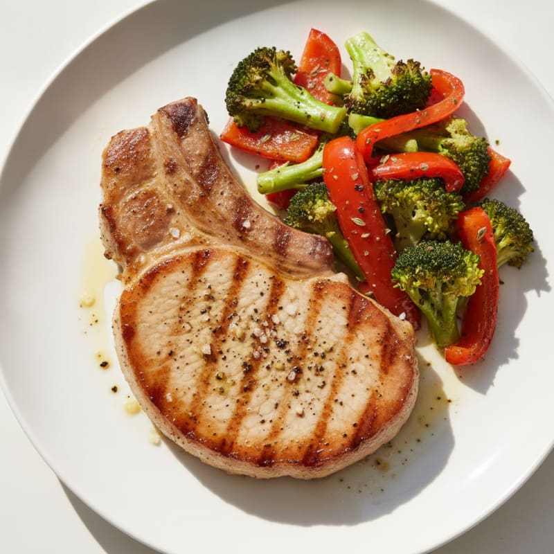 Grilled Pork Chop with Roasted Vegetables