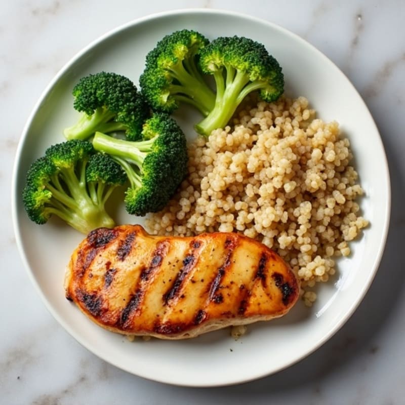Grilled Chicken Breast with Quinoa and Steamed Broccoli