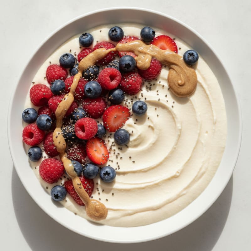 Silken Tofu Protein Smoothie Bowl with Chia and Berries