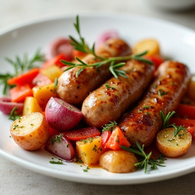 Healthy Lean Turkey Sausage and Crispy Roasted Potato Bake