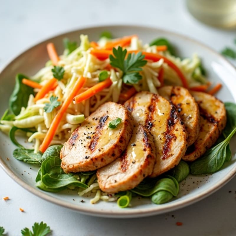 Grilled Chicken Breast with Crunchy Cabbage Slaw