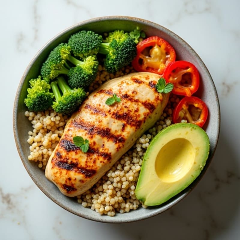 Grilled Chicken and Quinoa Power Bowl with Roasted Vegetables