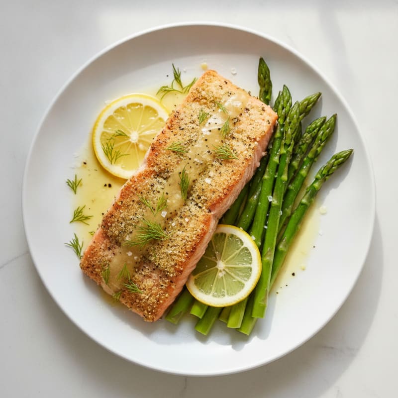 Lemon Herb Roasted Salmon with Asparagus