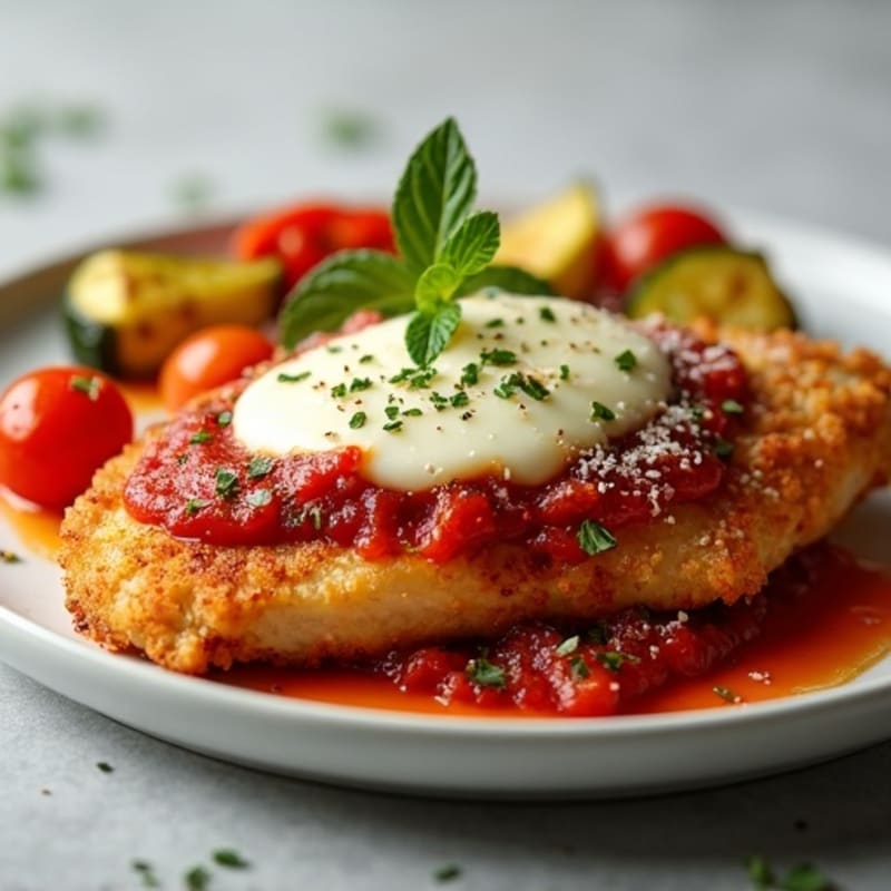 Crispy Chicken Parmesan with Roasted Vegetables