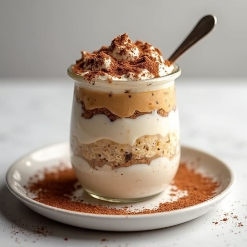 Creamy Tiramisu Protein Overnight Oats
