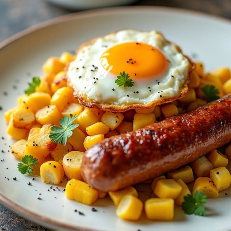 Crispy Potato-Corn Hash with Sunny Eggs