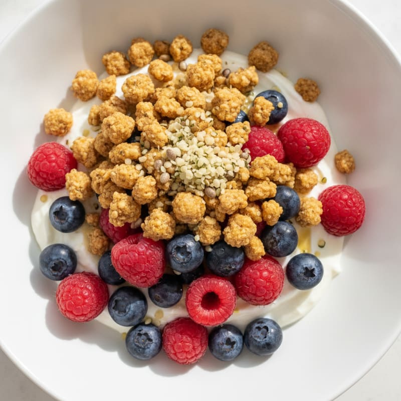Creamy Greek Yogurt Parfait with Mixed Berries and Protein Granola