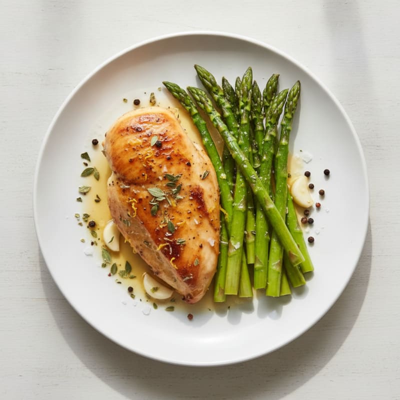 Lemon Herb Roasted Chicken with Asparagus