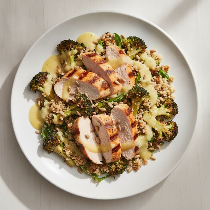 Grilled Turkey Breast Salad with Quinoa and Roasted Broccoli