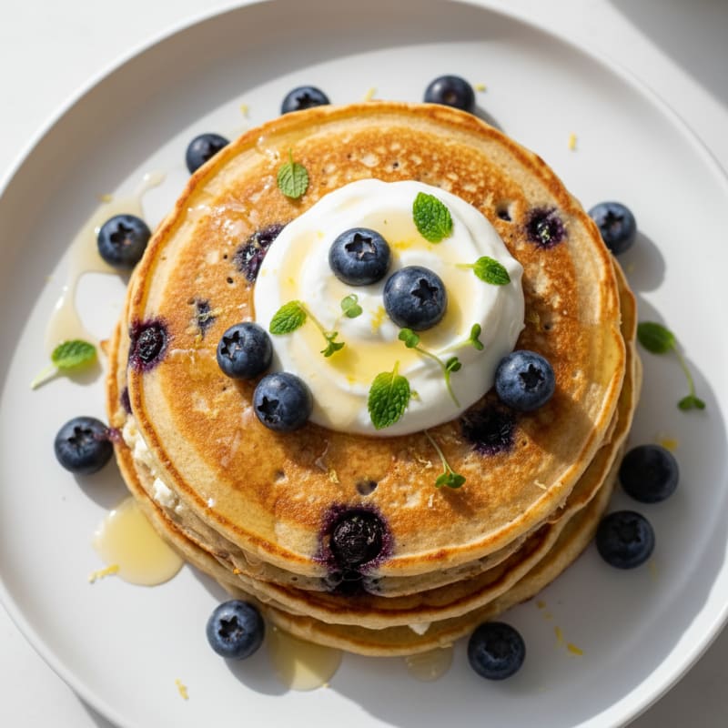 Blueberry Ricotta Pancakes with Lemon Zest
