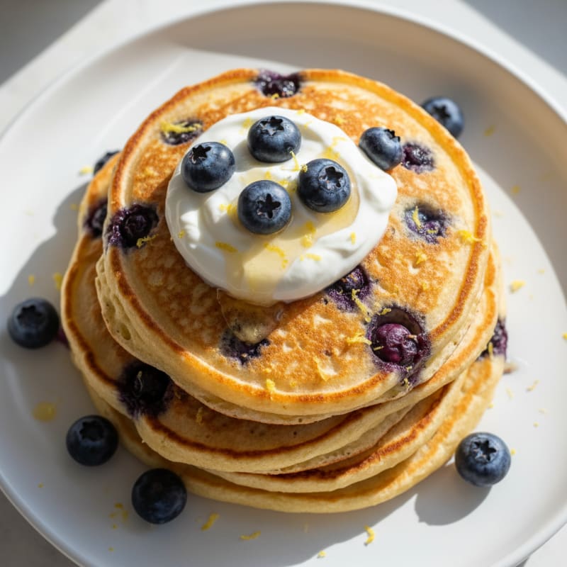 Blueberry Ricotta Pancakes with Lemon Zest