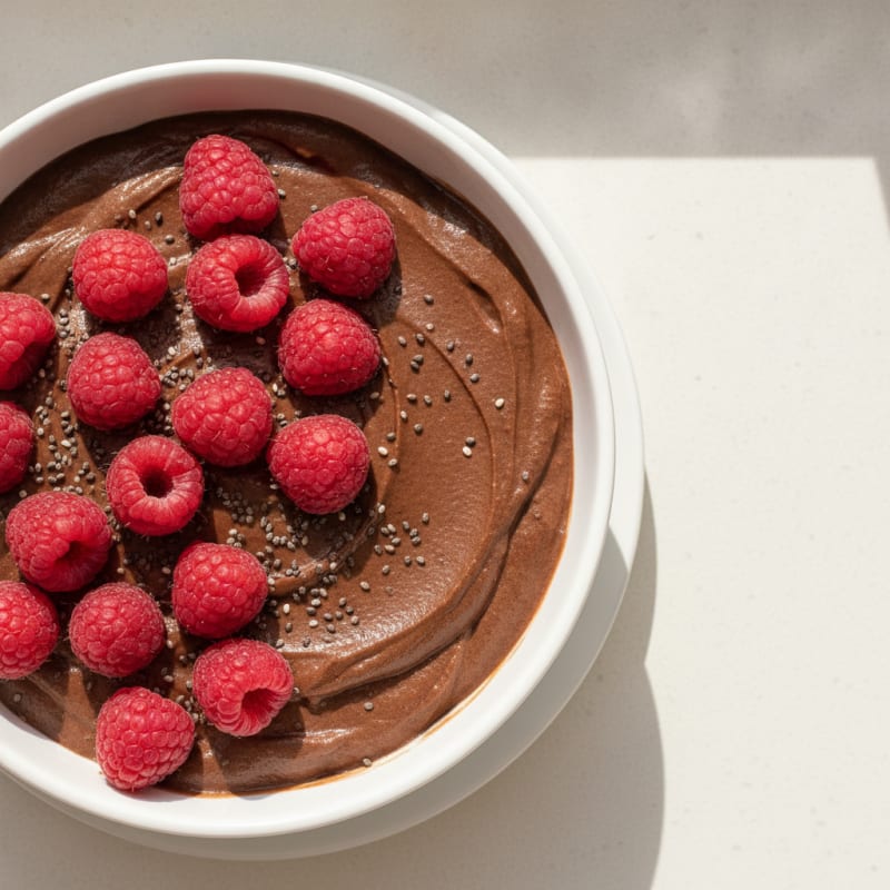 Silky Chocolate Protein Pudding with Cottage Cheese and Berries