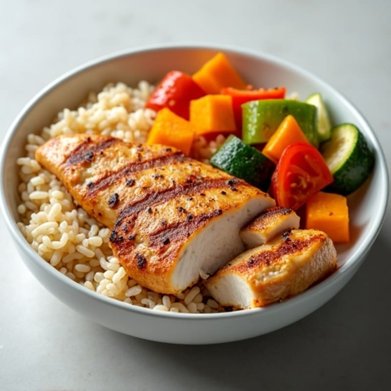 Grilled Chicken and Roasted Vegetable Rice Bowl