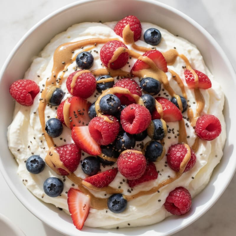 Creamy Greek Yogurt Protein Mousse with Mixed Berries