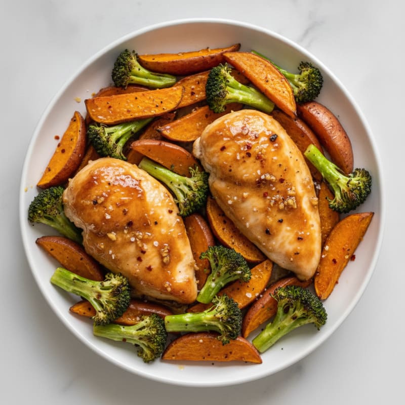 Sheet Pan Honey-Garlic Chicken and Sweet Potatoes