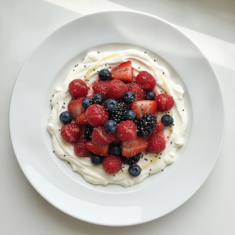 Silky Greek Yogurt Protein Pudding with Mixed Berries