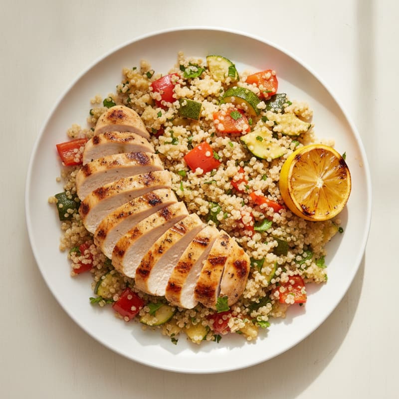Grilled Chicken and Quinoa Salad with Roasted Vegetables
