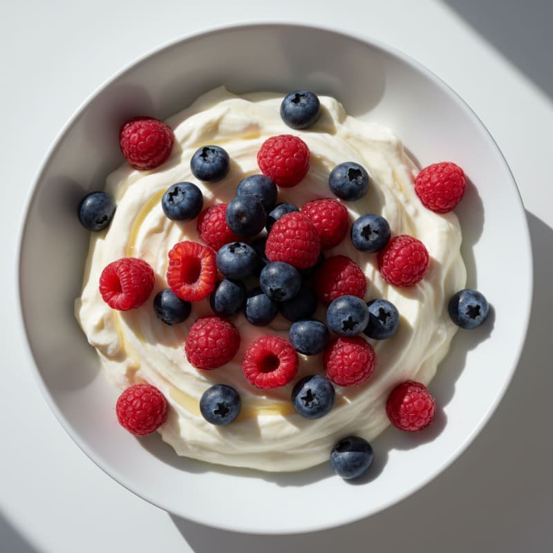 Silky Greek Yogurt Bowl with Mixed Berries and Protein Powder
