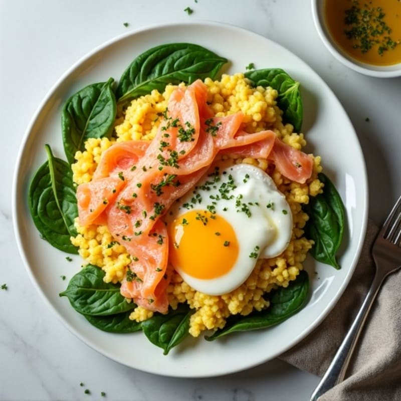Egg White and Smoked Salmon Scramble with Spinach