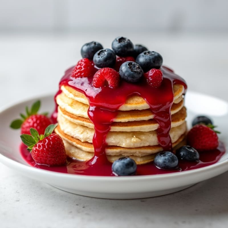 Fluffy Protein Pancakes with Berry Compote