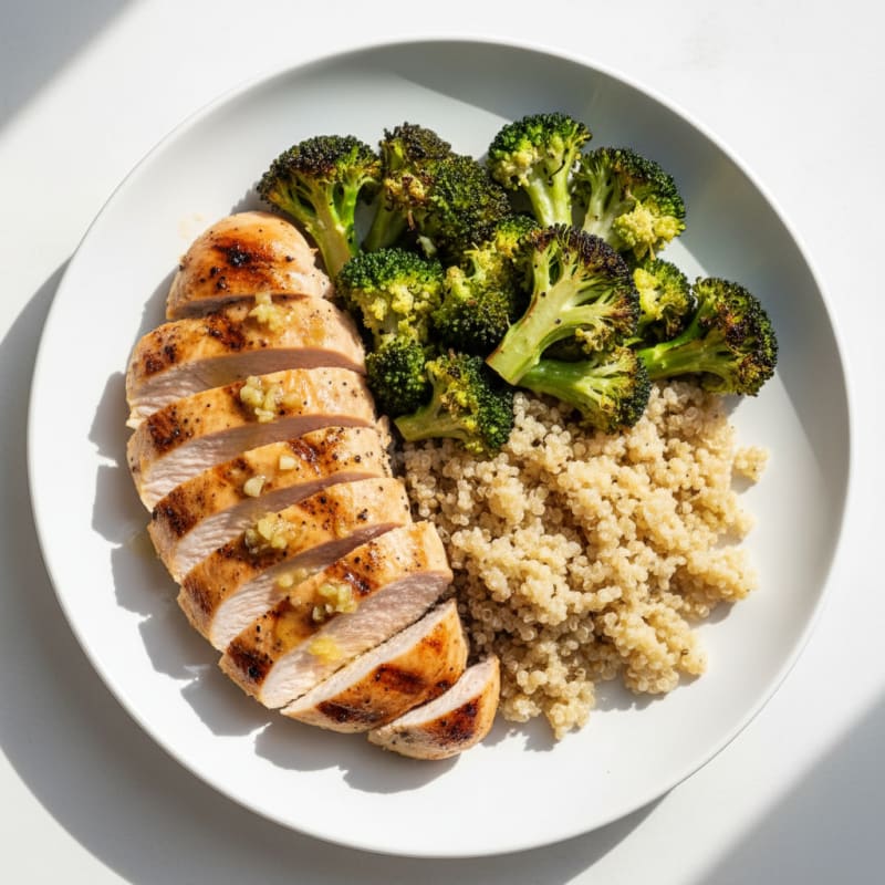 Grilled Turkey Breast with Roasted Broccoli and Quinoa