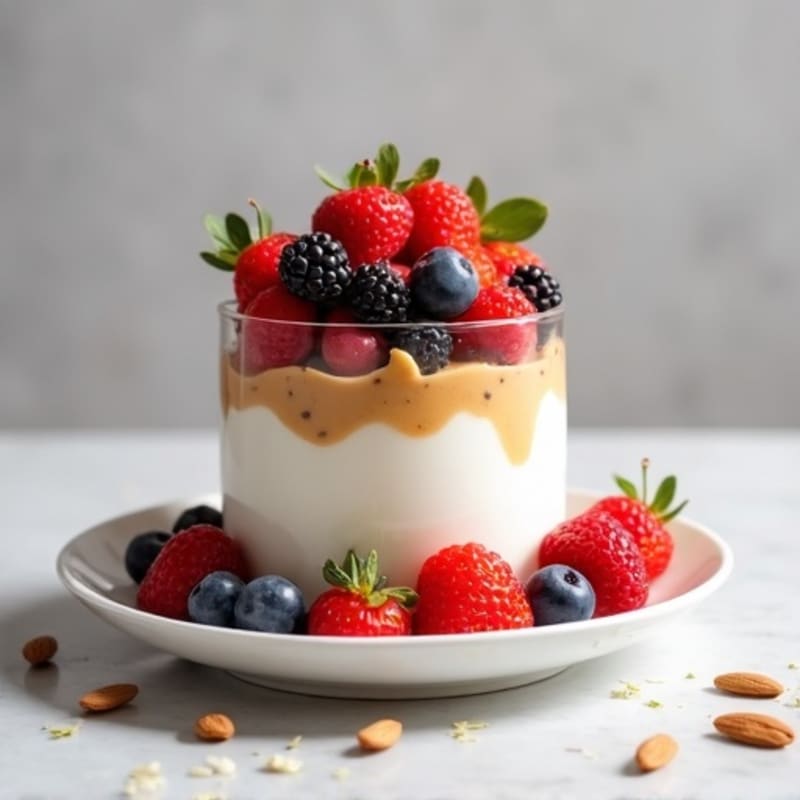 Greek Yogurt Protein Parfait with Mixed Berries and Almond Butter