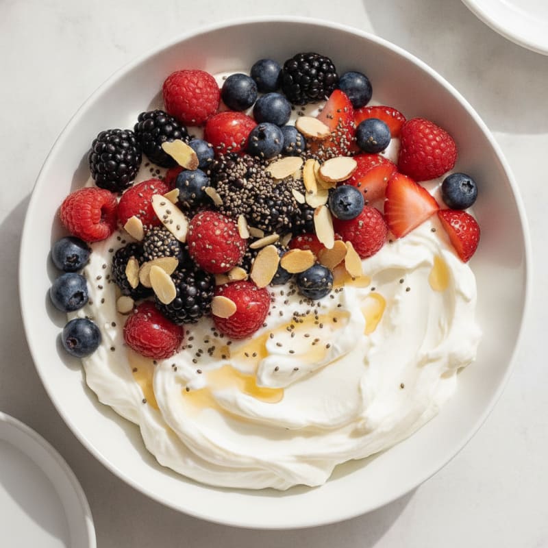 Creamy Greek Yogurt Protein Bowl with Mixed Berries and Chia Seeds