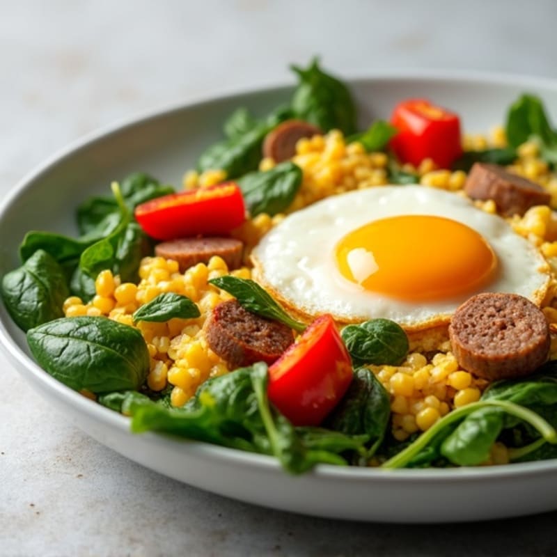 Protein-Packed Egg Scramble with Fresh Spinach and Bell Peppers