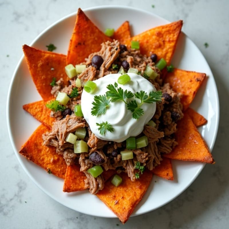 Crispy Sweet Potato Nachos with Pulled Pork