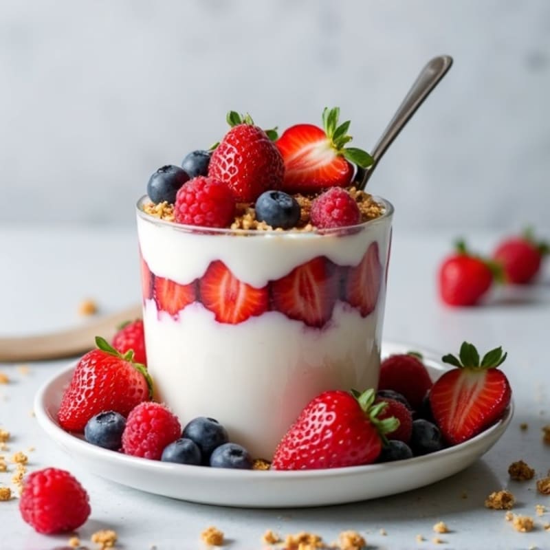 Vanilla Greek Yogurt Protein Parfait with Mixed Berries