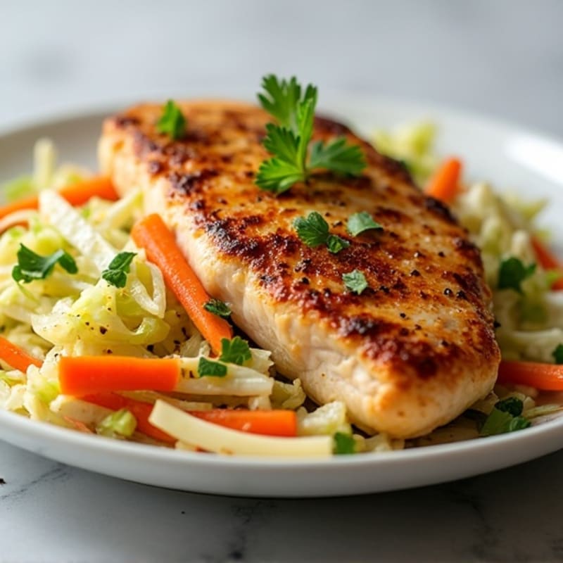 Grilled Chicken Breast with Crunchy Cabbage Slaw