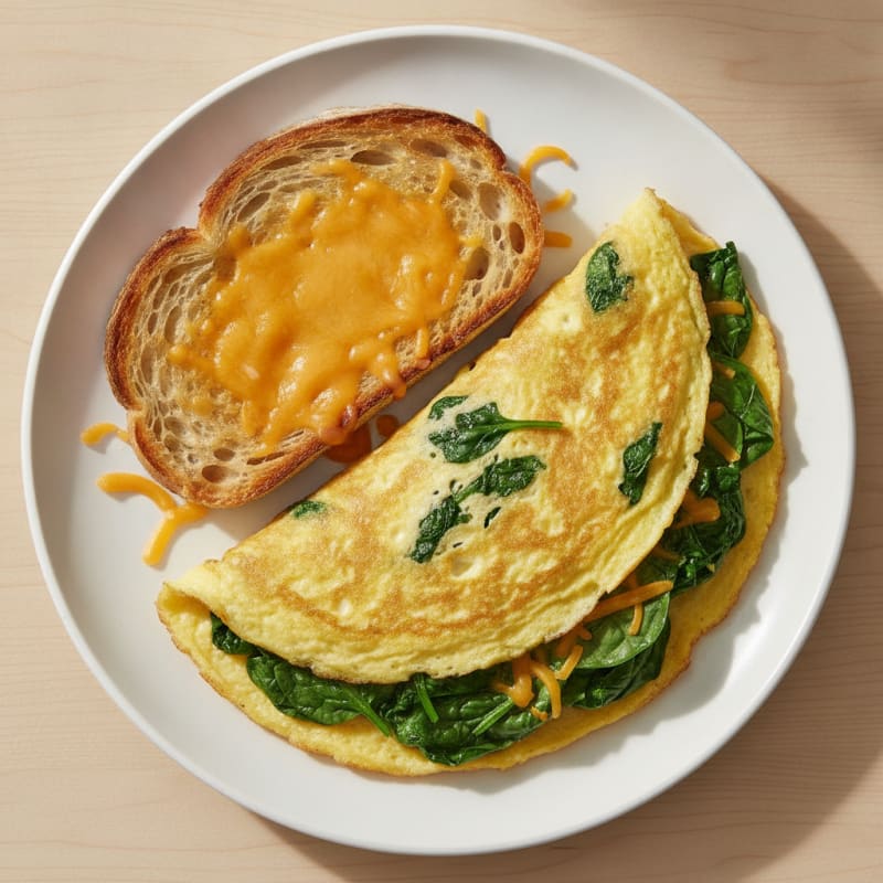 Cheddar Spinach Omelette with Sourdough Toast
