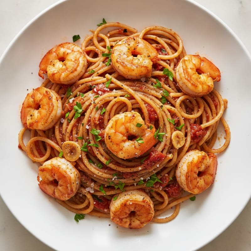 Garlic Shrimp Spaghetti with Marinara