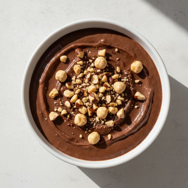 Silky Chocolate Protein Pudding with Toasted Hazelnuts