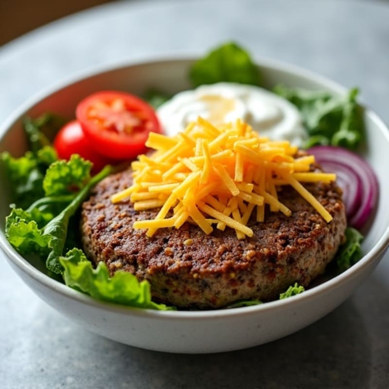 Lean Ground Beef Cheeseburger Bowl with Fresh Greens and Tangy Special Sauce