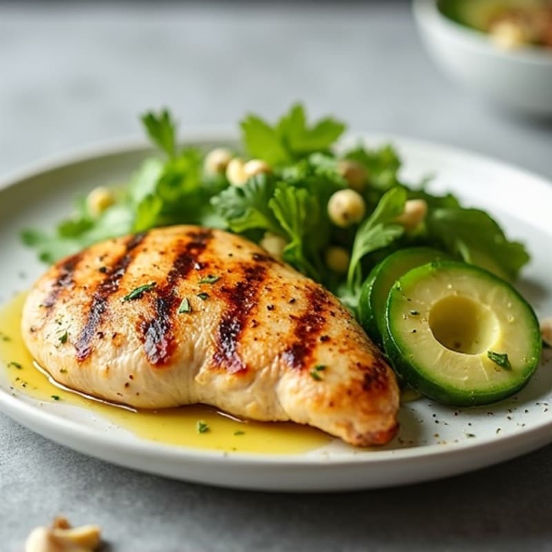 Grilled Lemon-Garlic Chicken Breast with Avocado Cucumber Salad