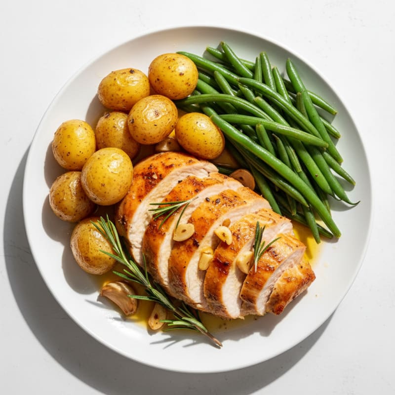 Herb-Roasted Turkey Breast with Steamed Green Beans