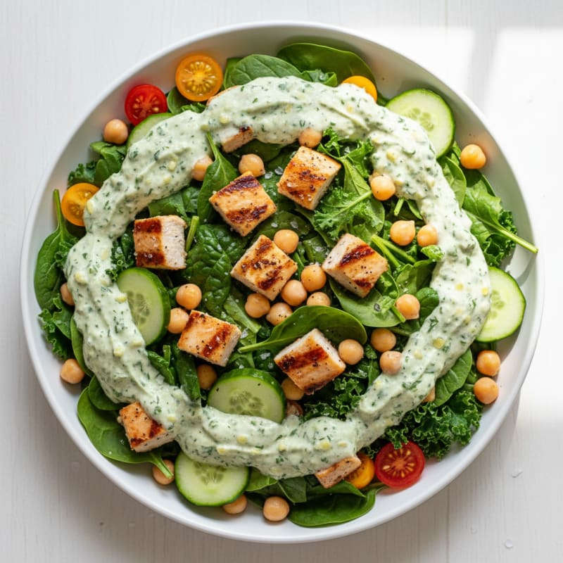 High-Protein Salad with Herbed Cottage Cheese Dressing