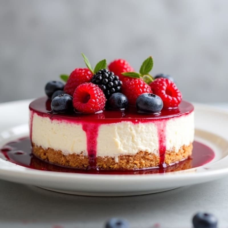 Silky Protein Cheesecake with Greek Yogurt and Berries